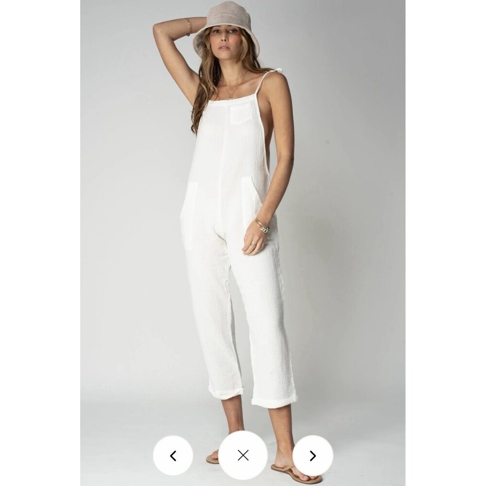 Stillwater Double Gauze Some Beachy Overalls Women XS White Jumpsuit Romper